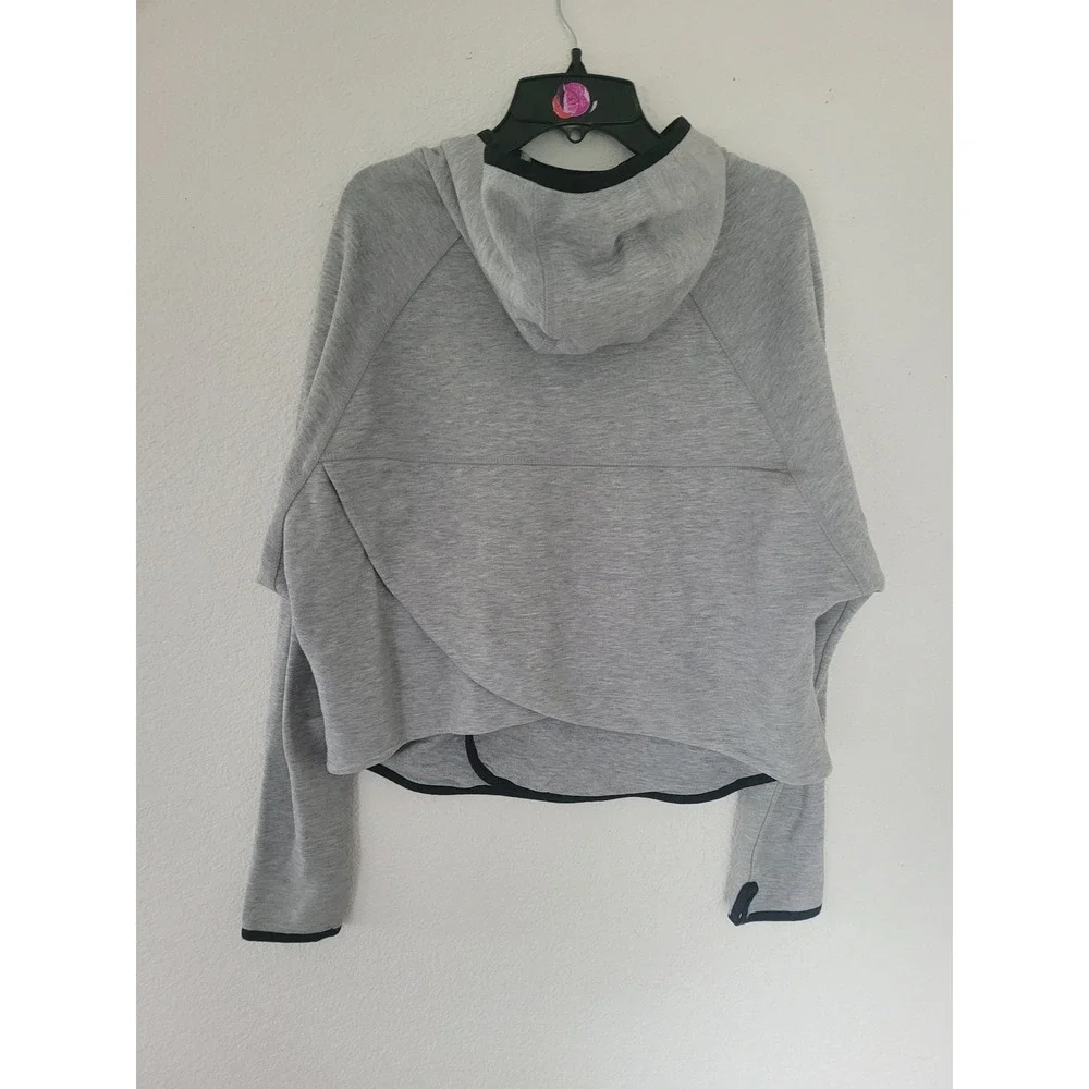 Nike Tech Fleece Asymmetric Zip Hoodie Grey Black Trim Womens M Heathered #14